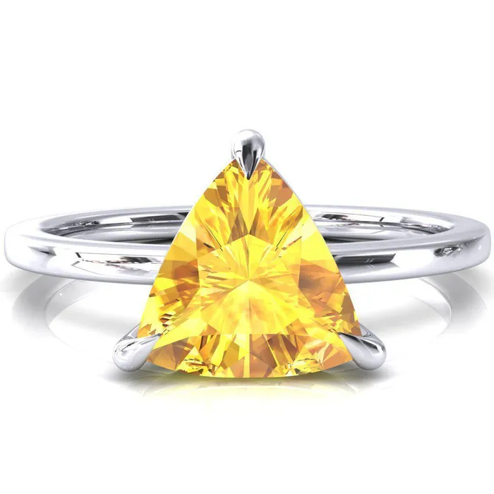 Rings Fire Brilliance Lyla Trillion Yellow Sapphire 4 Claw Prong Single Rail Solitaire Ring Rings Fire Brilliance Lyla Trillion Yellow Sapphire 4 Claw Prong Single Rail Solitaire Ring