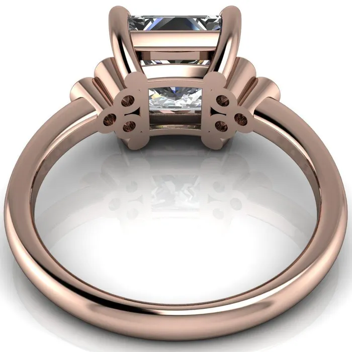 Rings Fire Brilliance Malene Square Moissanite Triple Diamond Side Bezel Engagement Ring