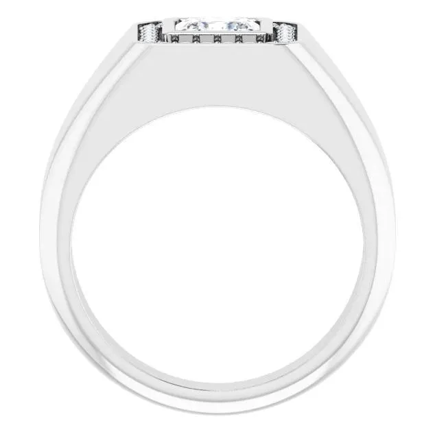 Rings Fire Brilliance Matthew PrincessSquare Moissanite Bezel Diamond Channel Halo Ring
