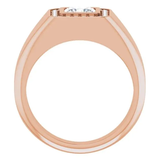 Rings Fire Brilliance Matthew PrincessSquare Moissanite Bezel Diamond Channel Halo Ring