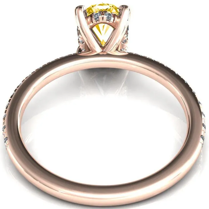 Rings Fire Brilliance Mayeli Oval Canary Yellow 4 Claw Prong Micro Pave Diamond Sides Engagement Ring