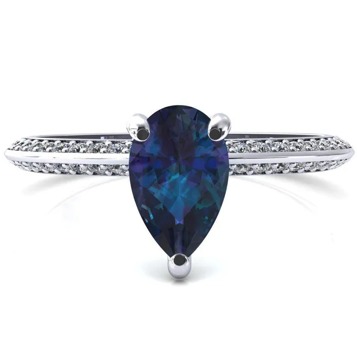Rings Fire Brilliance Nancy Pear Alexandrite 3 Prong 12 Eternity Diamond Knife Shank Accent Engagement Ring Rings Fire Brilliance Nancy Pear Alexandrite 3 Prong 12 Eternity Diamond Knife Shank Accent Engagement Ring