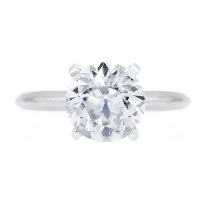 Rings Fire Brilliance Old European Cut OEC Round Moissanite Platinum 4 Prongs Solitaire Ring Rings Fire Brilliance Old European Cut OEC Round Moissanite Platinum 4 Prongs Solitaire Ring