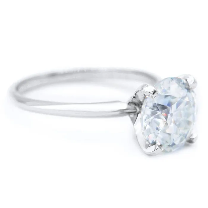 Rings Fire Brilliance Old European Cut OEC Round Moissanite Platinum 4 Prongs Solitaire Ring