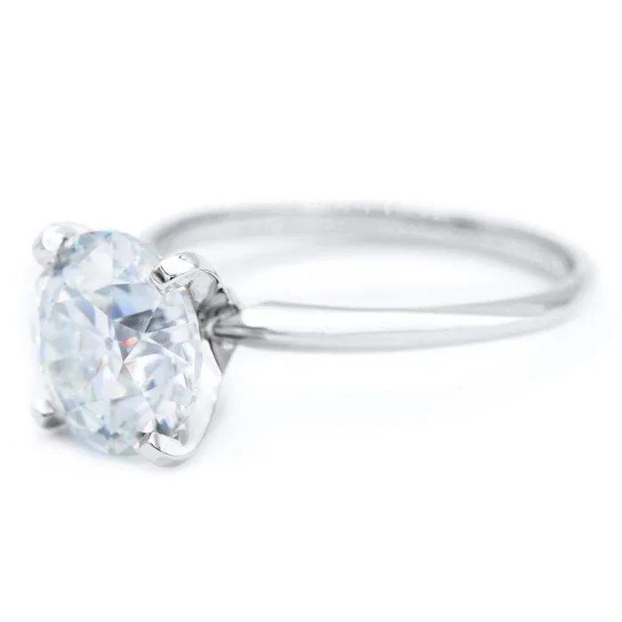 Rings Fire Brilliance Old European Cut OEC Round Moissanite Platinum 4 Prongs Solitaire Ring