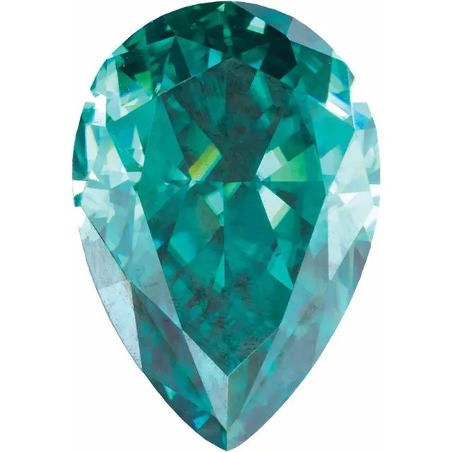 Rings Fire Brilliance Pear Diamond Faceted FAB Teal Moissanite Loose Stone