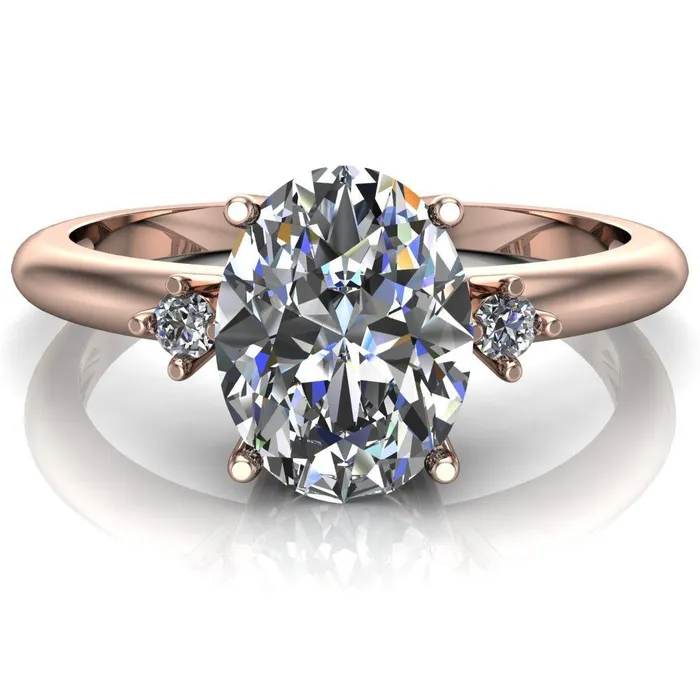 Rings Fire Brilliance PrueOval Center Stone 3 Stone Comfort Ring