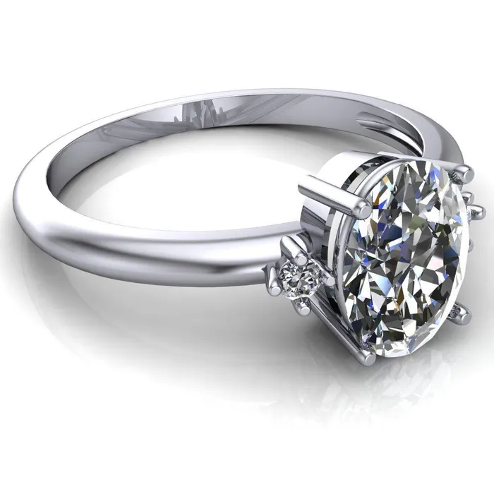 Rings Fire Brilliance PrueOval Center Stone 3 Stone Comfort Ring