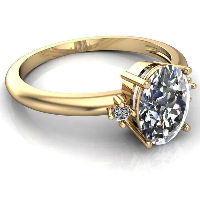 Rings Fire Brilliance PrueOval Center Stone 3 Stone Comfort Ring