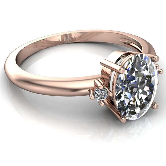 Rings Fire Brilliance PrueOval Center Stone 3 Stone Comfort Ring