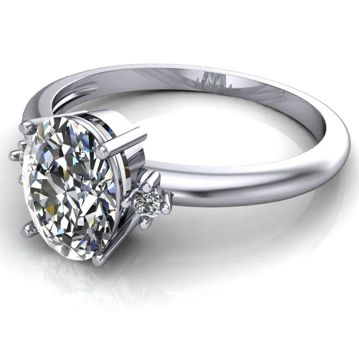Rings Fire Brilliance PrueOval Center Stone 3 Stone Comfort Ring