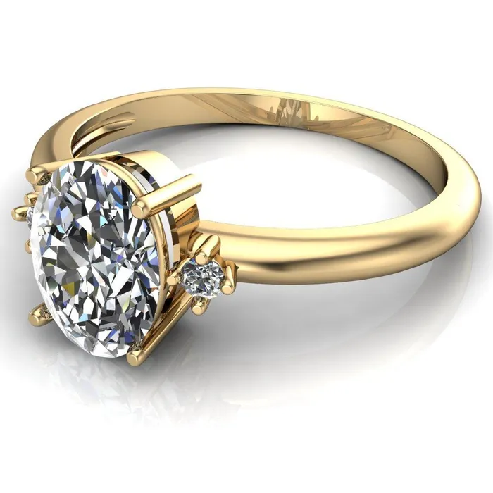 Rings Fire Brilliance PrueOval Center Stone 3 Stone Comfort Ring