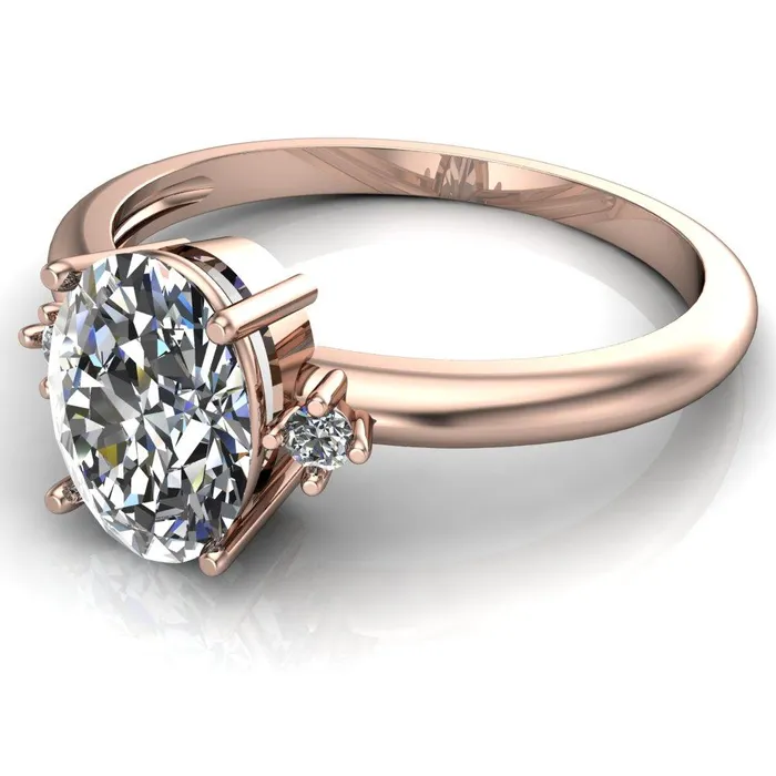 Rings Fire Brilliance PrueOval Center Stone 3 Stone Comfort Ring