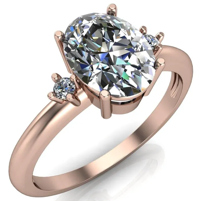 Rings Fire Brilliance PrueOval Center Stone 3 Stone Comfort Ring