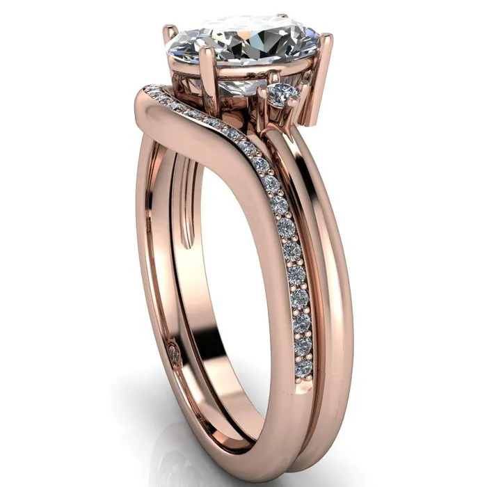 Rings Fire Brilliance PrueOval Center Stone 3 Stone Comfort Ring