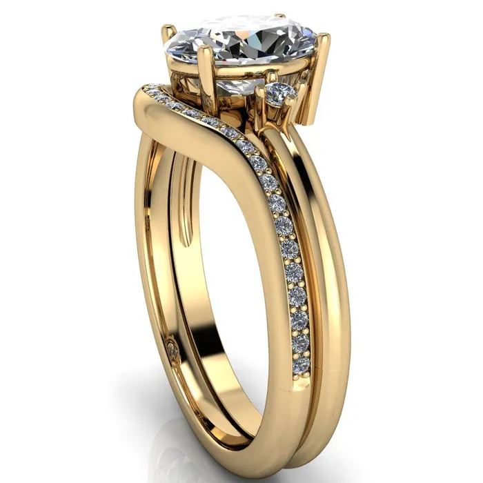 Rings Fire Brilliance PrueOval Center Stone 3 Stone Comfort Ring