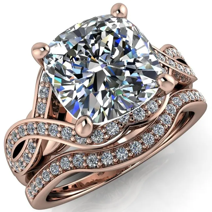 Rings Fire Brilliance Rolling Stone Cushion Center Stone 4 Prong Split Shank Diamond Channel Ring Rings Fire Brilliance Rolling Stone Cushion Center Stone 4 Prong Split Shank Diamond Channel Ring