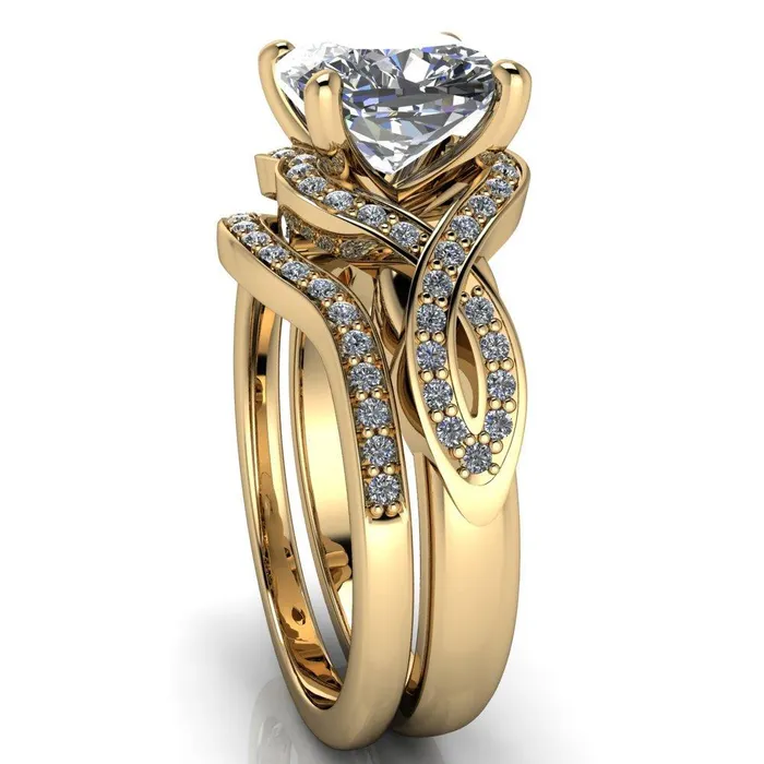 Rings Fire Brilliance Rolling Stone Cushion Center Stone 4 Prong Split Shank Diamond Channel Ring