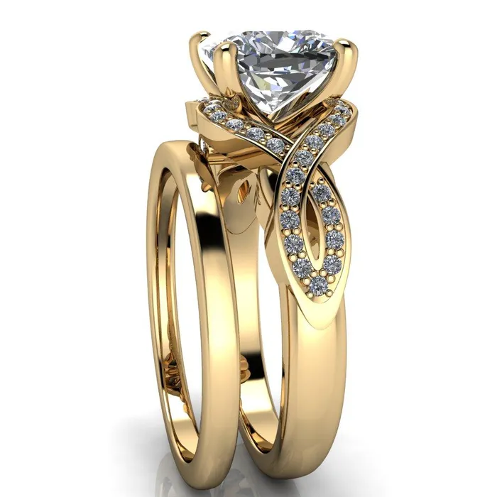 Rings Fire Brilliance Rolling Stone Cushion Center Stone 4 Prong Split Shank Diamond Channel Ring