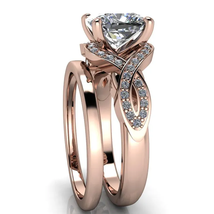 Rings Fire Brilliance Rolling Stone Cushion Center Stone 4 Prong Split Shank Diamond Channel Ring