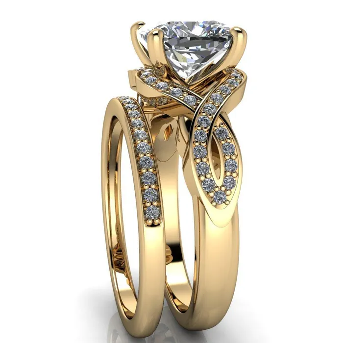 Rings Fire Brilliance Rolling Stone Cushion Center Stone 4 Prong Split Shank Diamond Channel Ring