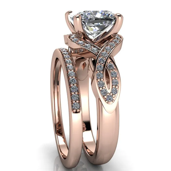 Rings Fire Brilliance Rolling Stone Cushion Center Stone 4 Prong Split Shank Diamond Channel Ring