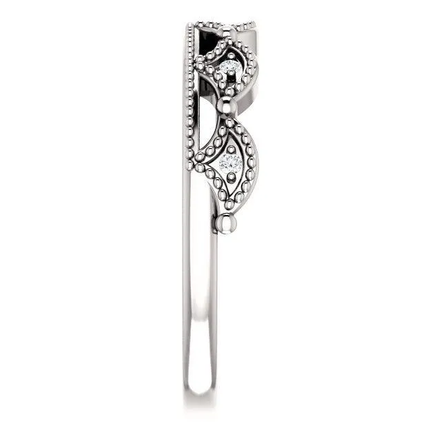 Rings Fire Brilliance Royal Queen Diamond Milgrain Crown Band