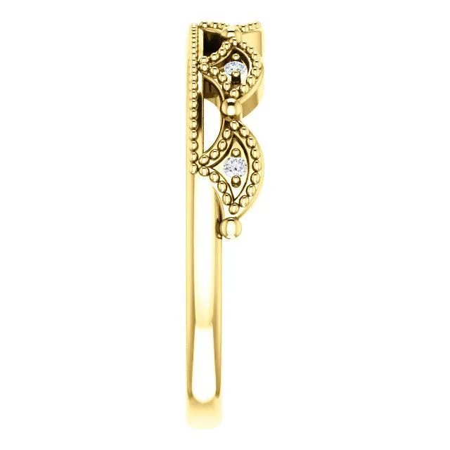 Rings Fire Brilliance Royal Queen Diamond Milgrain Crown Band