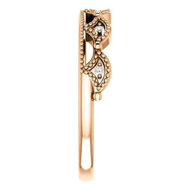 Rings Fire Brilliance Royal Queen Diamond Milgrain Crown Band