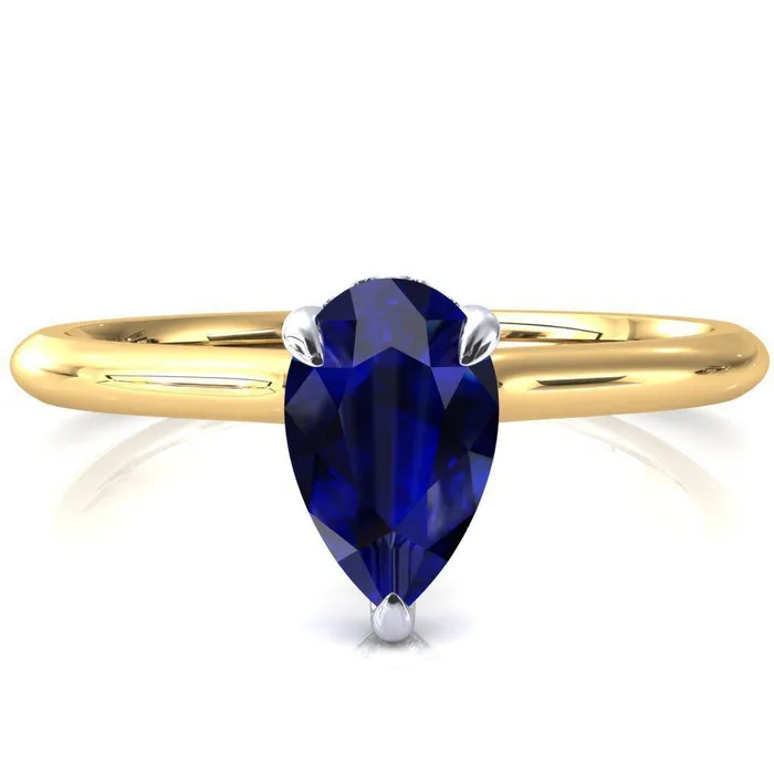 Rings Fire Brilliance Secret Pear Blue Sapphire 3 Prong Floating Halo Engagement Ring Rings Fire Brilliance Secret Pear Blue Sapphire 3 Prong Floating Halo Engagement Ring
