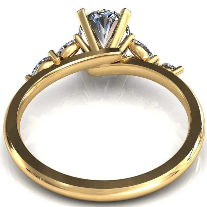 Rings Fire Brilliance Sigrid Oval Center Stone 4 Prong Marquise Diamond Side Ring