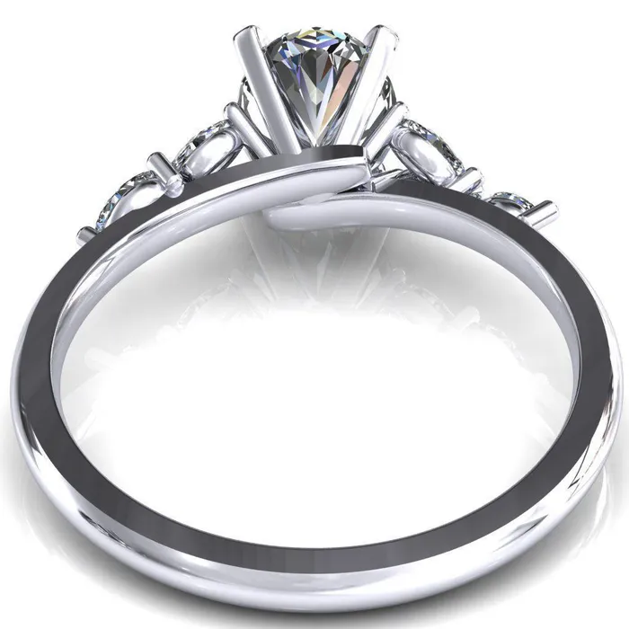 Rings Fire Brilliance Sigrid Oval Center Stone 4 Prong Marquise Diamond Side Ring
