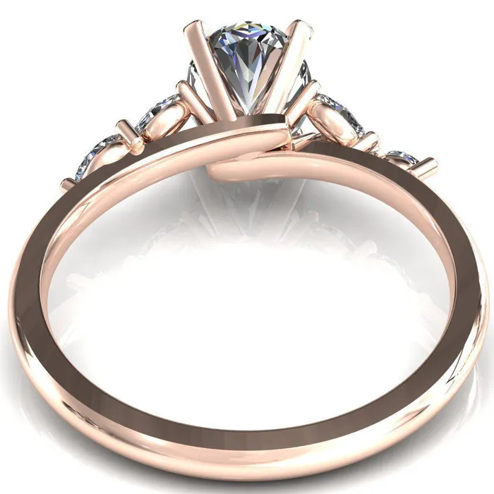Rings Fire Brilliance Sigrid Oval Center Stone 4 Prong Marquise Diamond Side Ring