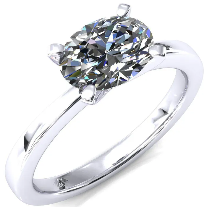 Rings Fire Brilliance Tessa Oval Moissanite EastWest 4 Prong Pitched Shoulders Solitaire Engagement Ring Rings Fire Brilliance Tessa Oval Moissanite EastWest 4 Prong Pitched Shoulders Solitaire Engagement Ring