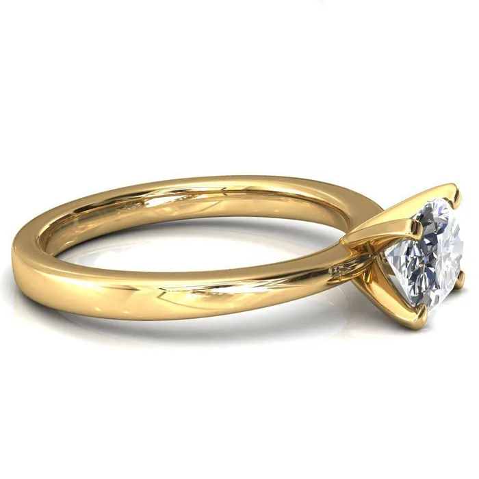Rings Fire Brilliance Tessa Oval Moissanite EastWest 4 Prong Pitched Shoulders Solitaire Engagement Ring