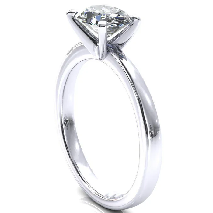 Rings Fire Brilliance Tessa Oval Moissanite EastWest 4 Prong Pitched Shoulders Solitaire Engagement Ring