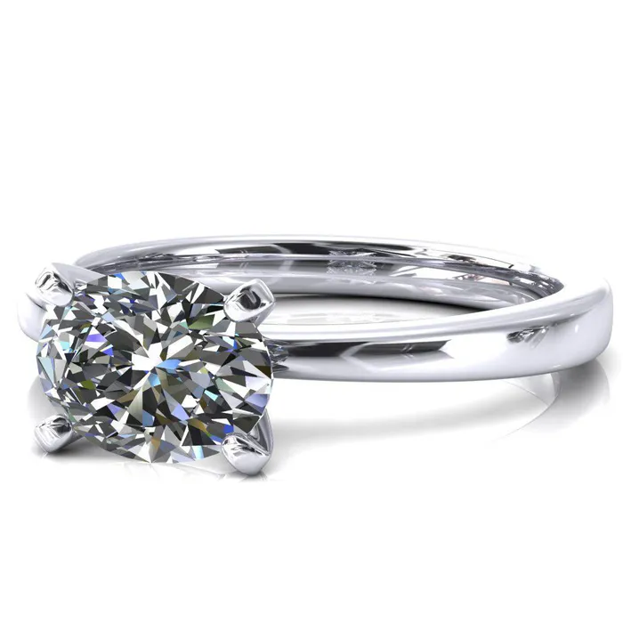 Rings Fire Brilliance Tessa Oval Moissanite EastWest 4 Prong Pitched Shoulders Solitaire Engagement Ring