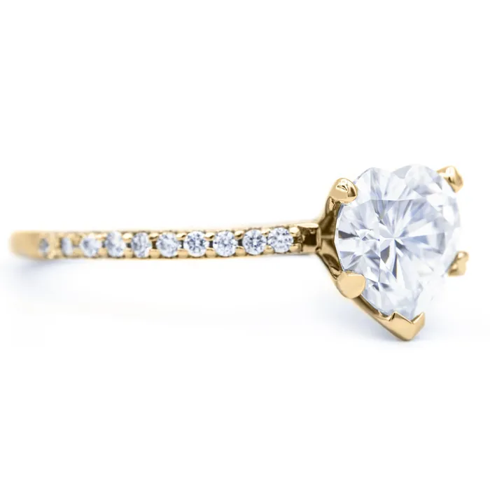 Rings Heart Moissanite 5 Prongs Diamond Accent Ice Cathedral Solitaire Ring Fire Brilliance 