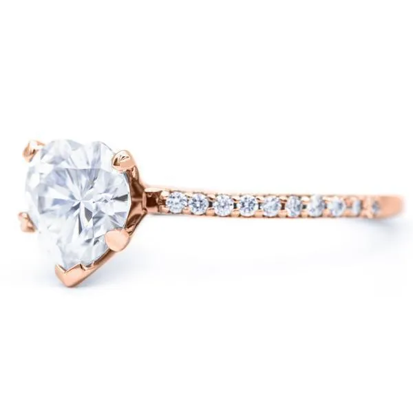 Rings Heart Moissanite 5 Prongs Diamond Accent Ice Cathedral Solitaire Ring Fire Brilliance 
