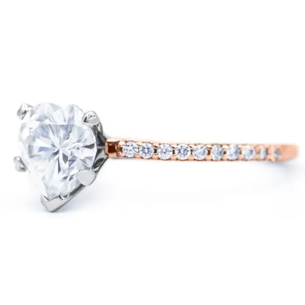 Rings Heart Moissanite 5 Prongs Diamond Accent Ice Cathedral Solitaire Ring Fire Brilliance 