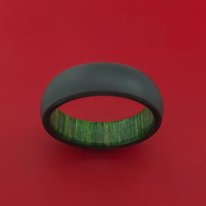 Rings Lashbrook Black Zirconium Ring with Interior Hardwood Sleeve Custom Made Band