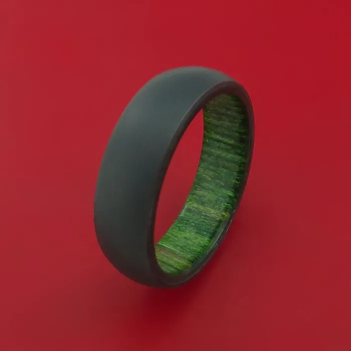 Rings Lashbrook Black Zirconium Ring with Interior Hardwood Sleeve Custom Made Band