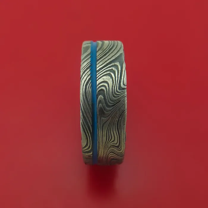 Rings Lashbrook Marble Kuro Damascus Steel and Cerakote Ring Custom Made Rings Lashbrook Marble Kuro Damascus Steel and Cerakote Ring Custom Made
