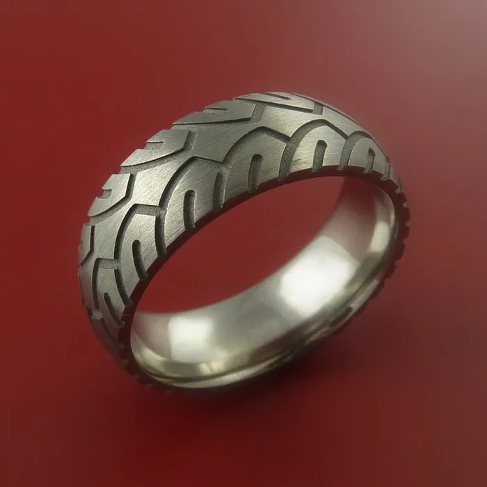 Rings Lashbrook Titanium Carved Tread Design Ring Bold Unique Band Custom Made to Any Sizing 422 Rings Lashbrook Titanium Carved Tread Design Ring Bold Unique Band Custom Made to Any Sizing 422
