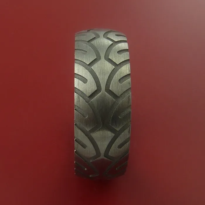 Rings Lashbrook Titanium Carved Tread Design Ring Bold Unique Band Custom Made to Any Sizing 422 Rings Lashbrook Titanium Carved Tread Design Ring Bold Unique Band Custom Made to Any Sizing 422