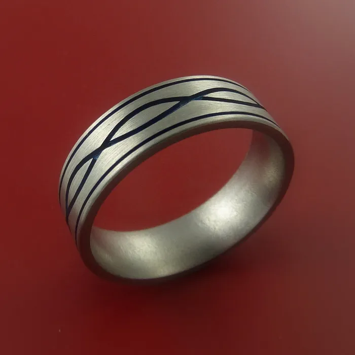 Rings Lashbrook Titanium Ring with Infinity Milled Celtic Design and Cerakote Inlays Custom Made Band Rings Lashbrook Titanium Ring with Infinity Milled Celtic Design and Cerakote Inlays Custom Made Band