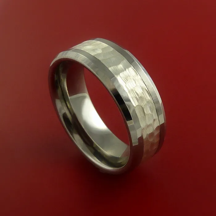 Rings Lashbrook Titanium Ring with Palladium Silver Inlay Custom Made Band