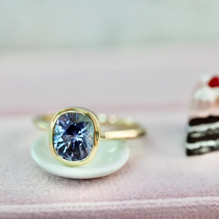 Rings Made By Gem Breakfast Gin Fizz Cushion Cut Tanzanite Ring