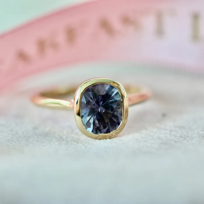 Rings Made By Gem Breakfast Gin Fizz Cushion Cut Tanzanite Ring