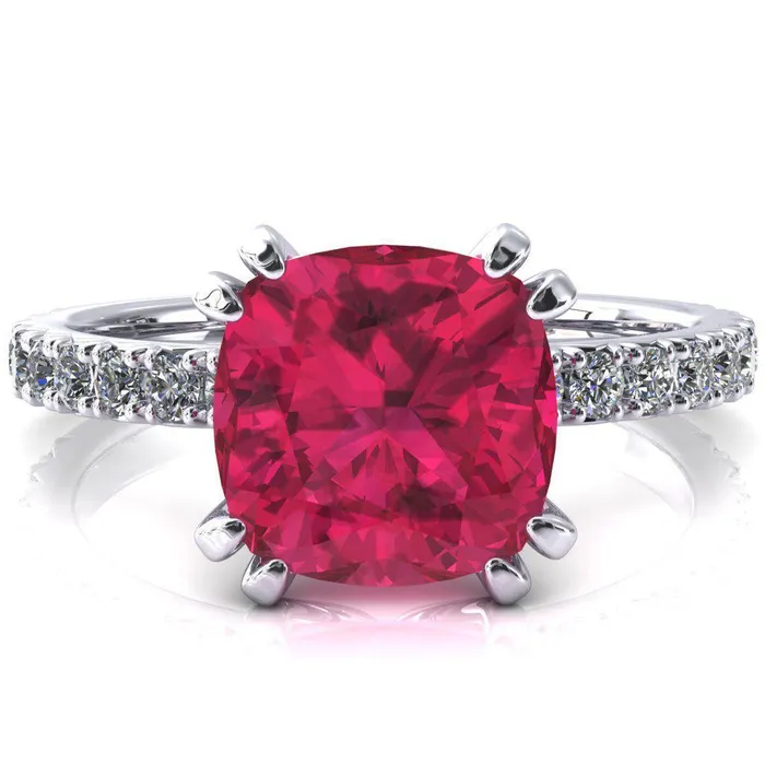 Rings Nefili Cushion Ruby 4 Double Prong 58 Eternity Diamond French Pave Engagement Ring Fire Brilliance Rings Nefili Cushion Ruby 4 Double Prong 58 Eternity Diamond French Pave Engagement Ring Fire Brilliance